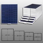 Prophila_Collection_Mnzbox_grau_45_eckige_Fcher_gemischt_4_Verschiedene_Gren,_Blaue_Einlage