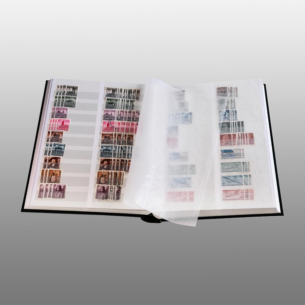 Prophila Collection 64 weie Geteilte Seiten Briefmarkenalbum Einsteckbuch wattierter brauner Einband