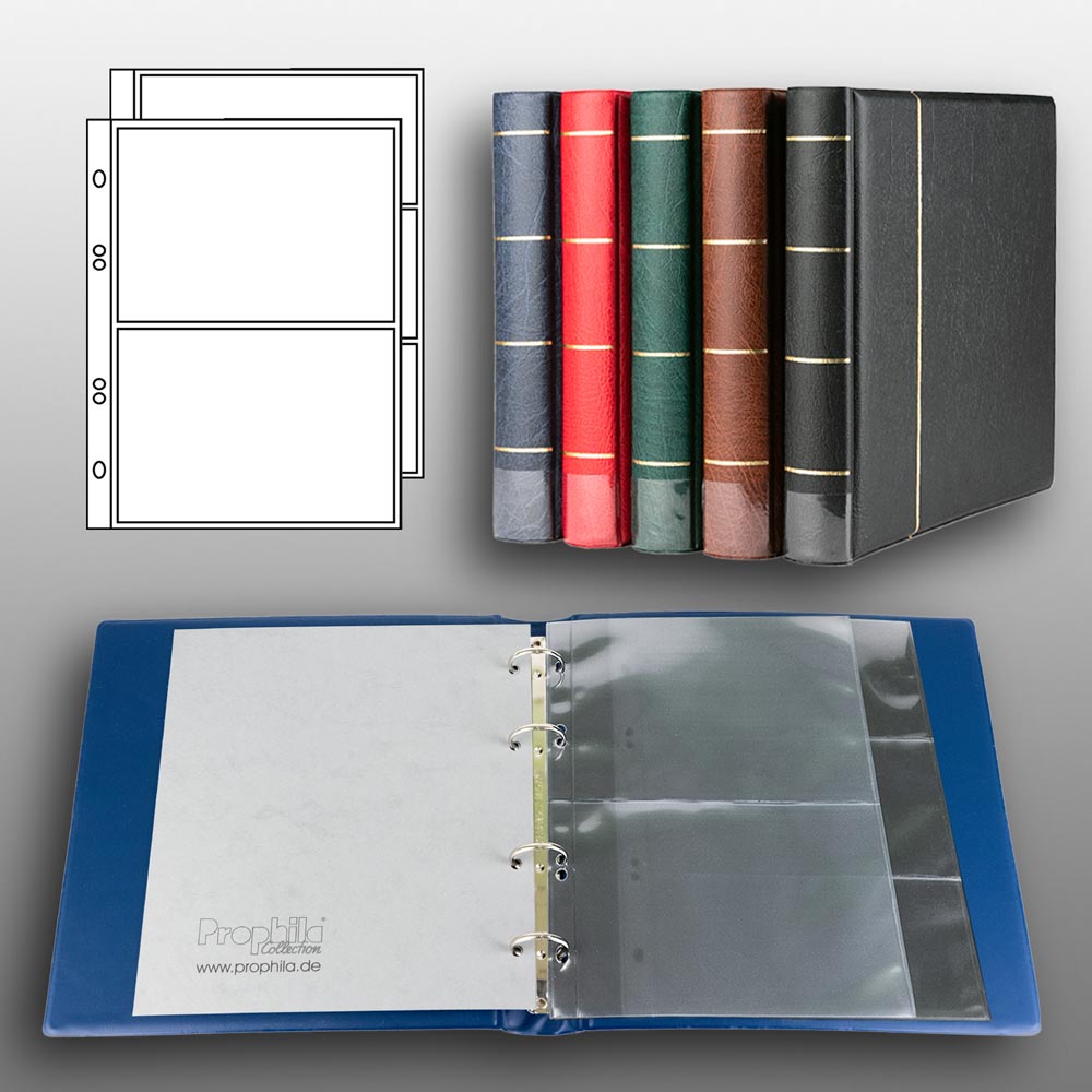 Prophila Collection Banknoten-Album (blau) mit 20 Hllen fr 50 Banknoten