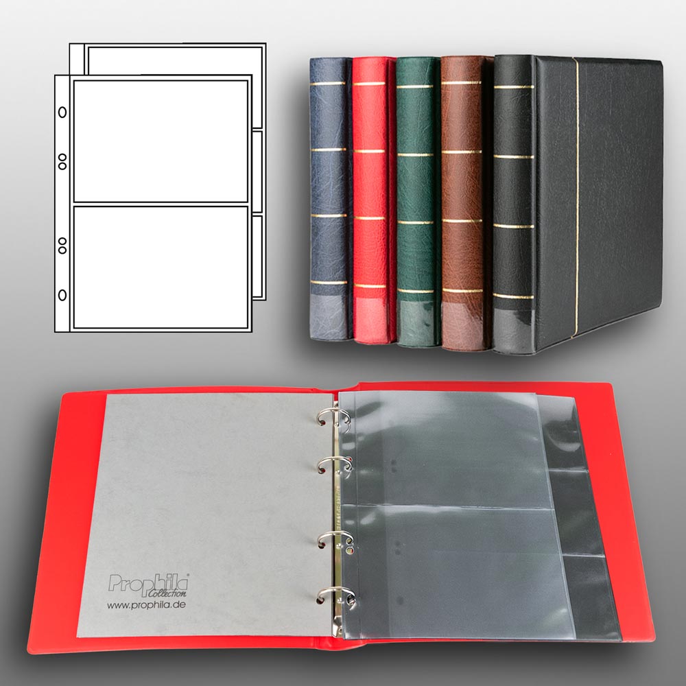 Prophila Collection Banknoten-Album (rot) mit 20 Hllen fr 50 Banknoten