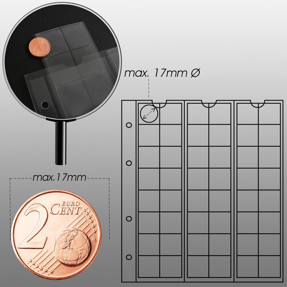 Prophila Collection Mnz-Album mit 4 Hllen (Schwarze Zwischenbltter) fr 110 Mnzen schwarz